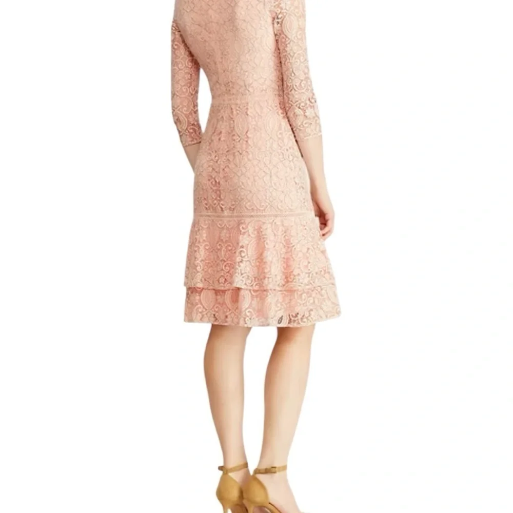 Lauren Ralph Lauren Lace Pink/Black Drop-Waist Dress Size 4 NWT